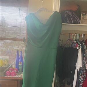 Elegant Green Cowl Neck Women's Dress